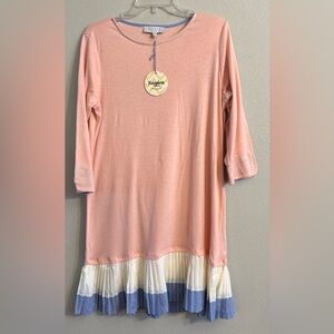 NWT Hayden Los Angeles Women's Peach Midi Knit Dress Colored Hem Size Small